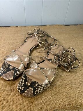 ALDO Clear-Strap Lace-Up Sandals with Snake Print